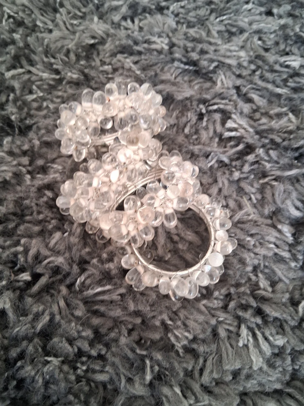 Set of 4 Clear Beaded Napkin Rings